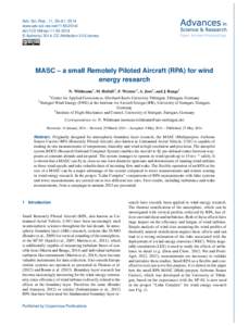 Adv. Sci. Res., 11, 55–61, 2014 www.adv-sci-res.netdoi:asr © Author(sCC Attribution 3.0 License.  MASC – a small Remotely Piloted Aircraft (RPA) for wind