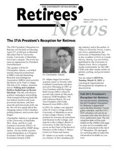Retirees’ THE UNIVERSITY OF MANITOBA News Volume Nineteen, Issue Two March, 2015