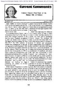 Essays of an Information Scientist, Vol:5, p, Current Contents, #22, p.5-16, June 1, 1981 curremcomments Citation