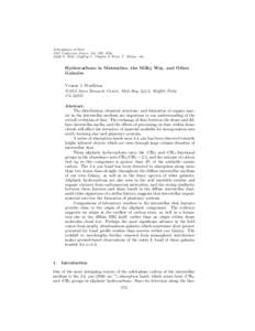 Astrophysics of Dust ASP Conference Series, Vol. 309, 2004 Adolf N. Witt, Geoffrey C. Clayton & Bruce T. Draine, eds. Hydrocarbons in Meteorites, the Milky Way, and Other Galaxies