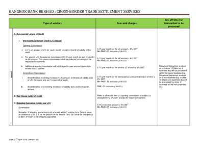 BANGKOK BANK BERHAD : CROSS-BORDER TRADE SETTLEMENT SERVICES