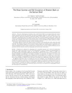 The Mean Summer and Fall Circulation of Western Bank on the Scotian Shelf G.G. Panteleev† and B. deYoung* Department of Physics and Physical Oceanography, Memorial University of Newfoundland, St. John’s, NF A1B 3X7 a