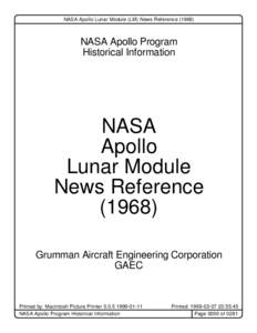 NASA Apollo Lunar Module (LM) News ReferenceNASA Apollo Program Historical Information  NASA