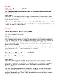 Area Board 1 Enriching Lives - Amount requested $10,000 Goal #5 Individuals with developmental disabilities and their families get the information to be prepared for emergencies. Project Summary Enriching Lives will orga