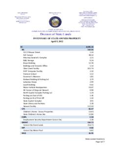 INVENTORY OF STATE-OWNED PROPERTY April 5, 2012 CC BG 515 E Musser Street Ash Canyon