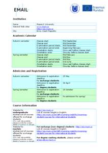 Institution Name General Web sites City  Masaryk University