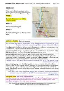 OVERLAND GOLD - TRAVEL GUIDE: Overland routes to the Victorian goldfields in[removed]Page 1 of 21 SECTION 1 All areas in South Australia to the