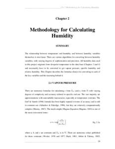 __________________________________Ch. 2 Methodology for Calculating Humidity  Chapter 2 Methodology for Calculating Humidity