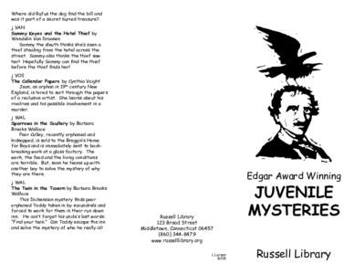 Sammy Keyes / Chasing Vermeer / Mystery fiction / Crime fiction / Mystery novels