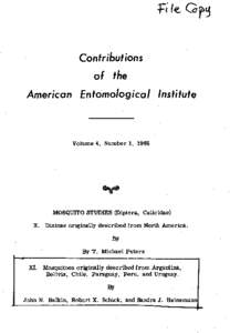 MOSQUITO STUDIES (DIPTERA, CULICIDAE). XI. MOSQUITOES ORIGINALLY DESCRIBED FROM ARGENTINA, BOLIVIA, CHILE, PARAGUAY, PERU, AND  URUGUAY