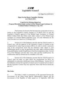 立法會 Legislative Council LC Paper No. LS35[removed]Paper for the House Committee Meeting on 4 March 2011 Legal Service Division Report on