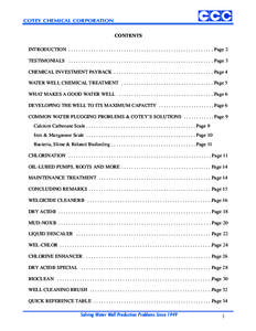 Mineral acids / Oil wells / Petroleum production / Drilling fluid / Water well / Chlorine / Sulfuric acid / Casing / Calcium carbonate / Chemistry / Oilfield terminology / Oxidizing agents