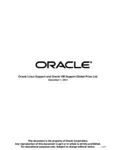 Oracle Linux Support and Oracle VM Support Global Price List