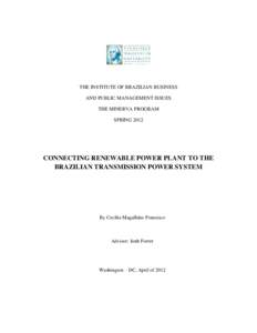 THE INSTITUTE OF BRAZILIAN BUSINESS AND PUBLIC MANAGEMENT ISSUES THE MINERVA PROGRAM SPRINGCONNECTING RENEWABLE POWER PLANT TO THE