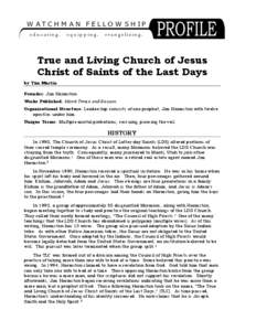 True and Living Church of Jesus Christ of Saints of the Last Days