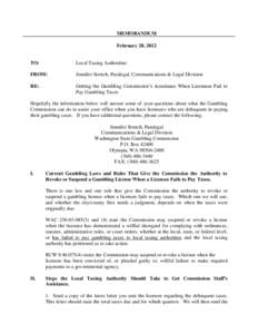 MEMORANDUM February 28, 2012 TO:  Local Taxing Authorities