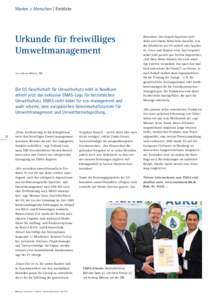 Marken + Menschen | Einblicke  Urkunde für freiwilliges Umweltmanagement von Andreas Meiners, IHK