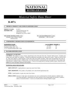 Material Safety Data Sheet R-407A 1.