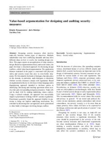 Ethics Inf Technol:153–171 DOIs10676ORIGINAL ARTICLE  Value-based argumentation for designing and auditing security