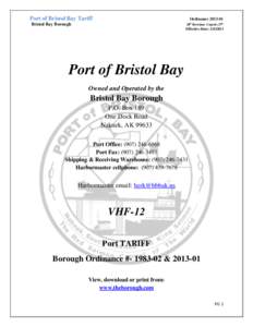 Port of Bristol Bay Tariff  Ordinance[removed]Bristol Bay Borough