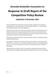 Australian Booksellers Association Inc - Competition Policy Review: Draft Report Submissions