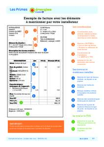 Exemple de facture avec les éléments à mentionner par votre installateur INSTALLATEUR NOM Prénom Adresse				 N° + rue