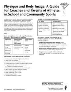 Physique and Body Image: A Guide for Coaches and Parents of Athletes in School and Community Sports from the for