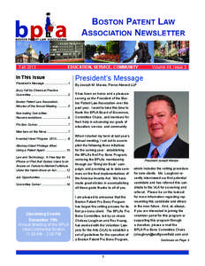 Fall 2013	  BPLA Newsletter Volume 44, Issue 3