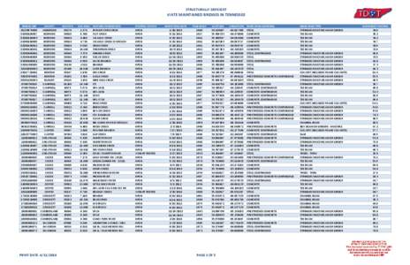 STRUCTURALLY DEFICIENT STATE MAINTAINED BRIDGES IN TENNESSEE BRIDGE ID# 01S23970009 02SR0100007 02SR0160003