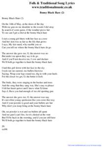 Folk & Traditional Song Lyrics - Bonny Black Hare (2)