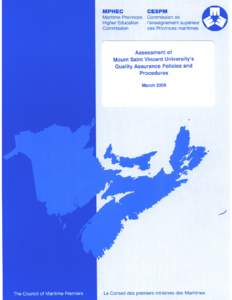 Assessment of Mount Saint Vincent University’s Quality Assurance Policies and Procedures March 2009