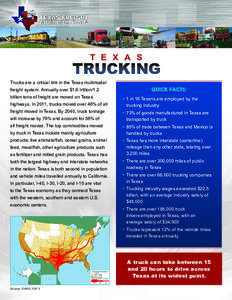 Trucks / Truck driver / Trucking industry in the United States / Truck / Interstate Highway System / Economy of Texas / Texas / American Trucking Associations / Transport / Land transport / Road transport