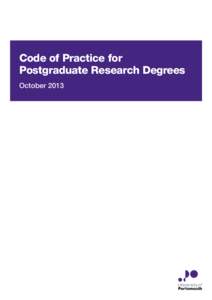 Code of Practice for Postgraduate Research Degrees October 2013 	 Document title
