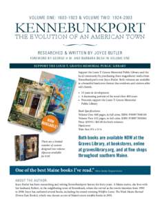 V OL UME ONE: [removed] & VOLUME TWO: [removed]KENNEBUNKPORT THE EVOLUTION OF AN AMERICAN TOWN ∏