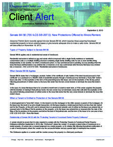 Client Alert Current Issues Relevant to Our Clients September 3, 2013  Senate Bill[removed]ILCS[removed]): New Protections Offered to Illinois Renters