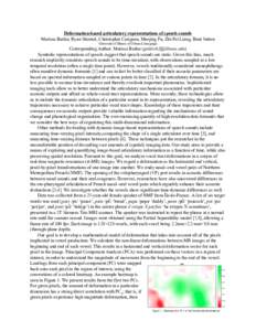 Deformation­based articulatory representations of speech sounds  Marissa Barlaz, Ryan Shosted, Christopher Carignan, Maojing Fu, Zhi­Pei Liang, Brad Sutton  University of Illinois at Urbana­Champ