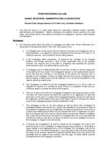WHEN PROCESSES COLLIDE BANKS, RECEIVERS, ADMINISTRATORS & LIQUIDATORS Richard Clark, Burges Salmon LLP & Neil Levy, Guildhall Chambers