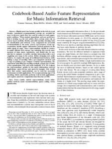 IEEE/ACM TRANSACTIONS ON AUDIO, SPEECH, AND LANGUAGE PROCESSING, VOL. 22, NO. 10, OCTOBERCodebook-Based Audio Feature Representation for Music Information Retrieval