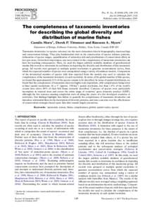 Proc. R. Soc. B, 149–155 doi:rspbPublished online 14 November 2007 The completeness of taxonomic inventories for describing the global diversity and