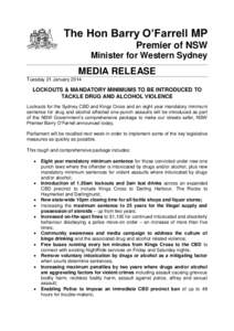 The Hon Barry O’Farrell MP Premier of NSW Minister for Western Sydney MEDIA RELEASE Tuesday 21 January 2014