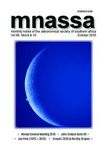 mnassa ISSN[removed]monthly notes of the astronomical society of southern africa Vol 69 Nos 9 & 10 October 2010