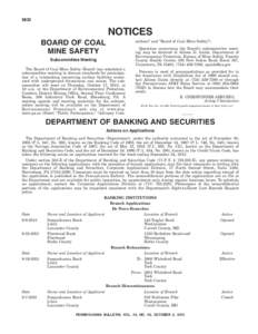 5832  NOTICES BOARD OF COAL MINE SAFETY