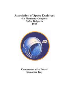 Association of Space Explorers 4th Planetary Congress Sofia, BulgariaCommemorative Poster
