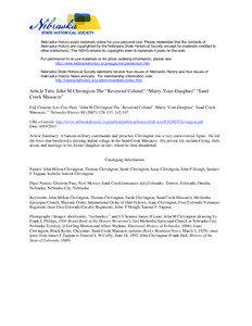 Nebraska History posts materials online for your personal use. Please remember that the contents of Nebraska History are copyrighted by the Nebraska State Historical Society (except for materials credited to other institutions). The NSHS retains its copyrights even to materials it posts on the web.