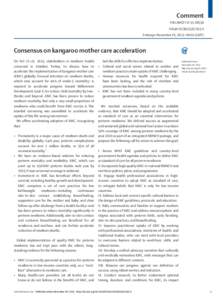 Comment THELANCET-D[removed]S0140[removed]X Embargo: November 16, 2013—00:01 (GMT)  Consensus on kangaroo mother care acceleration