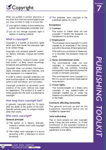 Factsheet  7 q	Copyright When you publish in printed, electronic or