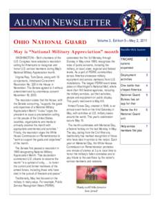 O HIO N ATIONAL G UARD  Volume 3, Edition 5—May 2, 2011 May is “National Military Appreciation” month
