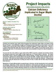 NSRC Northeastern States Research Cooperative Project Impacts NSRC-Funded Research Final Report