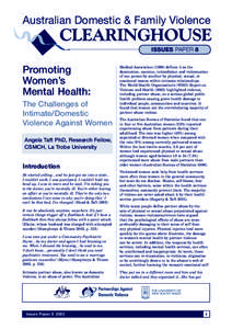 Australian Domestic & Family Violence  CLEARINGHOUSE ISSUES PAPER 8  Promoting