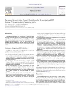 European Resuscitation Council Guidelines for Resuscitation 2010: Section 7. Resuscitation of babies at birth